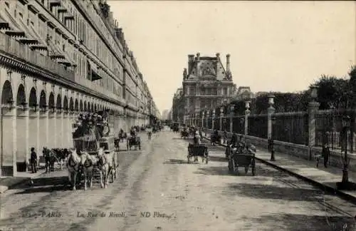 Ak Paris Louvre, Rue de Rivoli