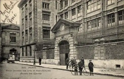 Ak Paris III., Zentralschule für Kunst und Industrie, Studenteneingang