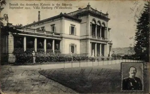 Ak Besuch des deutschen Kaisers in der Schweiz September 1912, Villa Rietberg, Kaiser Wilhelm II.