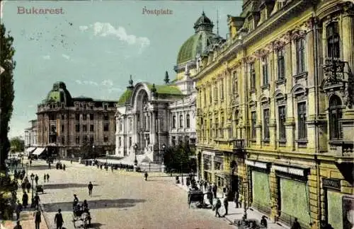 Ak București Bukarest Rumänien, Postplatz