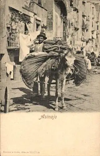 Ak Italien, Asinajo, Lastesel, Mann