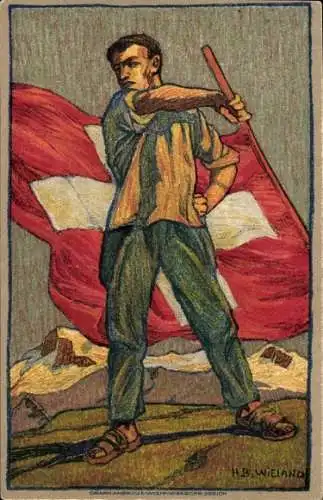 Ganzsachen Künstler Ak Wieland, H. B., Schweizer Bundesfeier 1912, Rotes Kreuz