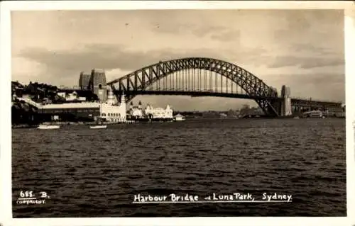 Foto Ak Sydney Australien, Harbour Bridge, Luna Park
