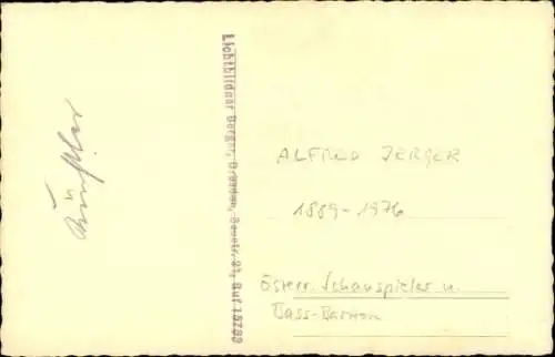 Ak Schauspieler Alfred Jerger, Portrait, Autogramm