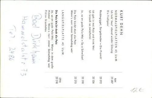 Ak Schauspieler und Sänger Kurt Dehn, Portrait, Autogramm