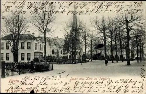 Ak Baarn Utrecht Niederlande, Brink, Kirche, Pfarrhaus