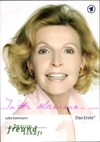 Ak Schauspielerin Jutta Kammann, Portrait, Autogramm, In aller Freundschaft, ARD