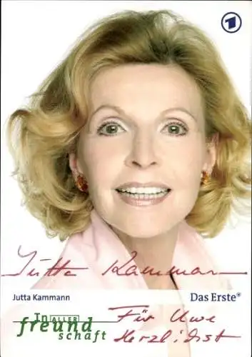 Ak Schauspielerin Jutta Kammann, Portrait, Autogramm, In aller Freundschaft, ARD