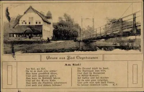 Gedicht Ak Bad Oeynhausen in Westfalen, Brücke, Gasthaus, Am Siel
