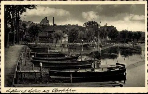 Ak Lychen Uckermark, anliegende Boote am Oberpfuhlsee