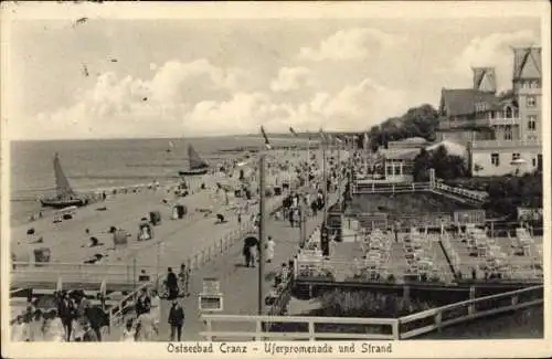 Ak Selenogradsk Cranz Ostpreußen, Uferpromenade, Strand