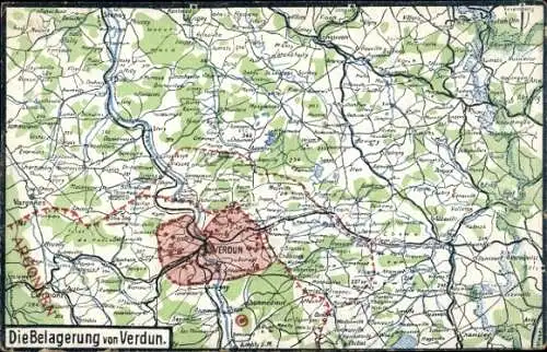 Landkarten Ak Verdun Meuse, Karte der Belagerung, I WK