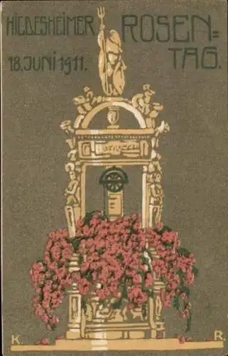 Ak Hildesheim in Niedersachsen, Rosentag 1911, Brunnen
