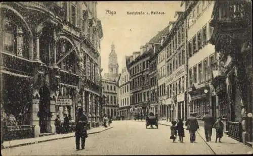 Ak Riga Lettland, Kaufstraße, Rathaus