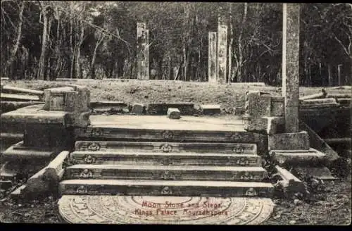 Ak Anuradhapura Sri Lanka, Königspalast, Mondstein und Stufen