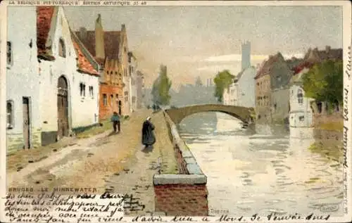 Künstler Litho Ranot, F., Brügge Brügge Flandern Westflandern, Le Minnewater