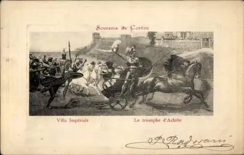 Künstler Ak Korfu Griechenland, Kaiservilla, Triumph des Achilles