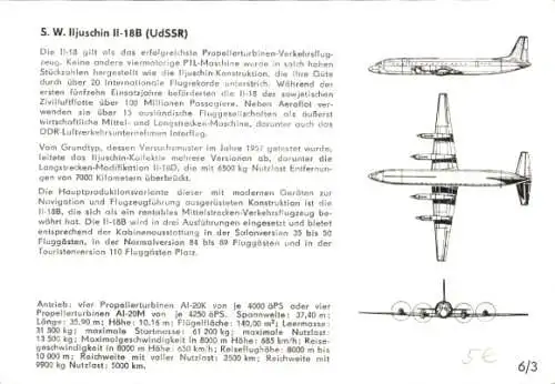 Ak Flugzeug Typ S. W. Iljuschin II-18 B, Aufnahme in der Luft