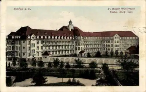 Ak Frankfurt am Main, St. Marien Krankenhaus, West, Gartenseite