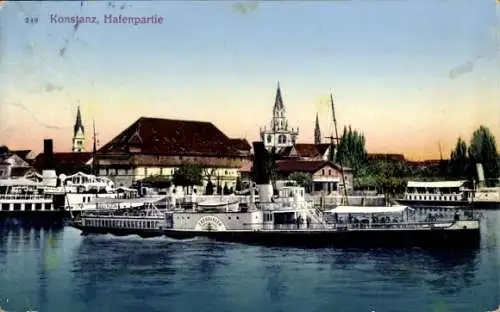 Ak Konstanz am Bodensee, Panorama mit Dampfschiff Zähringen