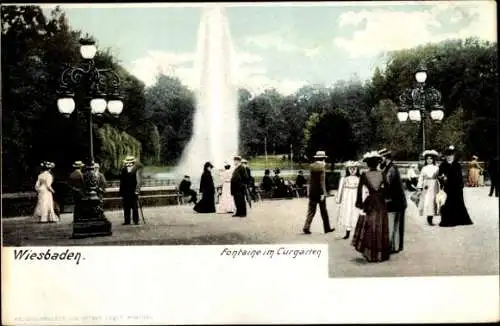 Ak Wiesbaden in Hessen, Fontaine im Kurgarten