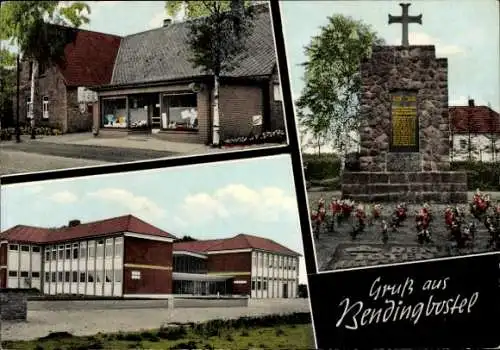 Ak Bendingbostel Kirchlinteln in Niedersachsen, Geschäftshaus, Kriegerdenkmal