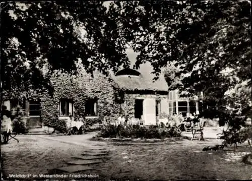 Ak Westerland auf Sylt, Café Waldidyll im Friedrichshain, Terrasse