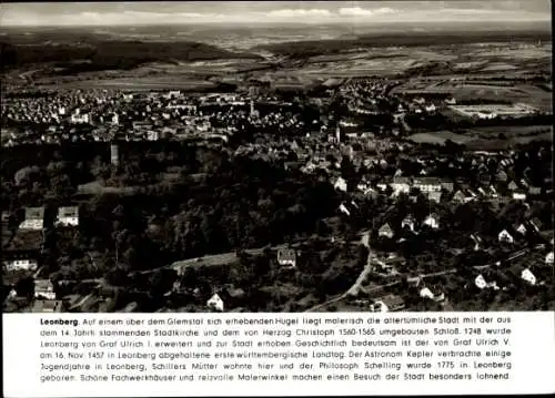 Ak Leonberg im Kreis Böblingen, Glemseck, Panorama, Luftbild