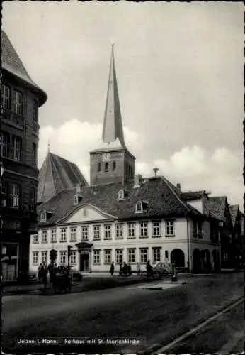 Ak Uelzen in Niedersachsen, Rathaus, St. Marienkirche