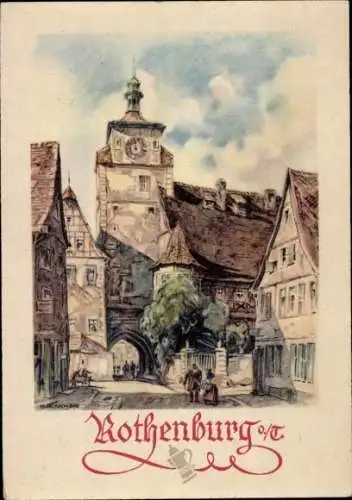 Künstler Ak Ritscher, S., Rothenburg ob der Tauber Mittelfranken, Deutsche Städtebilder, Straße, Tor