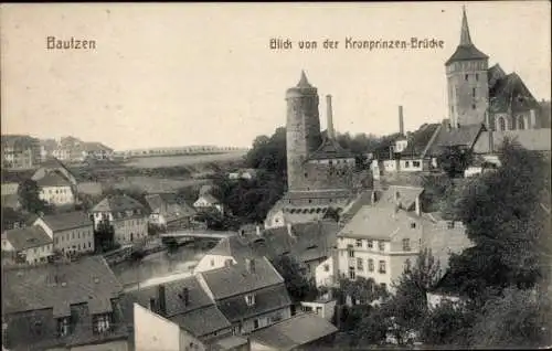 Ak Bautzen in der Oberlausitz, Blick von der Kronprinzen-Brücke