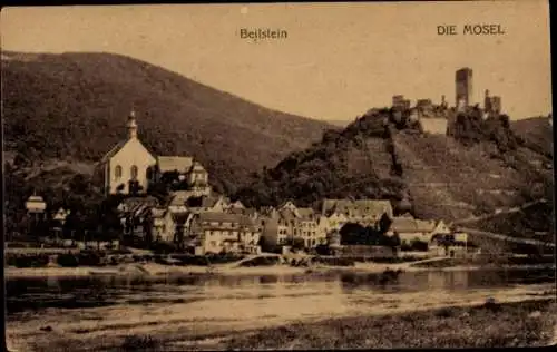 Ak Beilstein an der Mosel, alte Burgruine und Kirche
