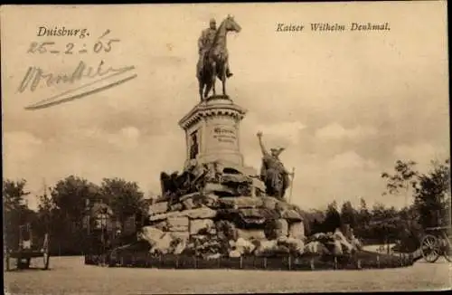 Ak Duisburg im Ruhrgebiet, Kaiser Wilhelm Denkmal