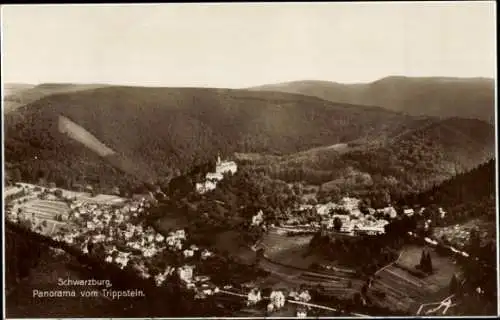 Ak Schwarzburg in Thüringen, Blick vom Trippstein, Panorama