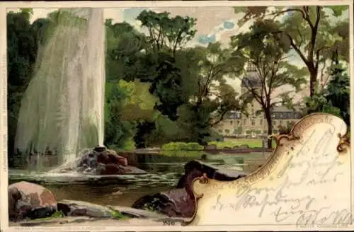 Künstler Litho Kley, Heinrich, Karlsruhe, Wasserfontäne im Schlossgarten