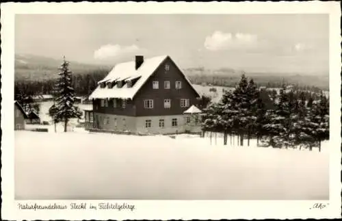 Ak Warmensteinach Oberfranken Bayern, Naturfreundehaus Fleckl, Winter, Schnee