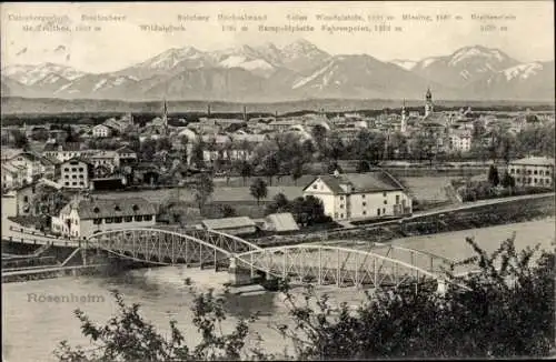 Ak Rosenheim Oberbayern, Panorama, Unterbergerjoch, Breitenberg, Sulzberg, Hachsalwand, Soien