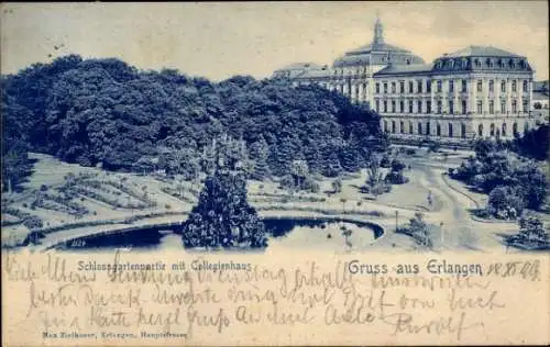 Ak Erlangen in Mittelfranken Bayern, Schlossgarten, Collegienhaus