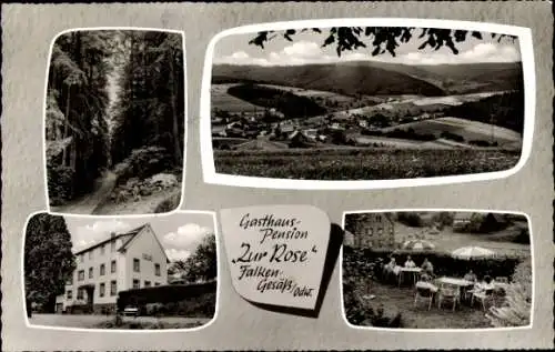 Ak Falken Gesäß Oberzent im Odenwald, Panorama, Terrasse, Gasthaus zur Rose