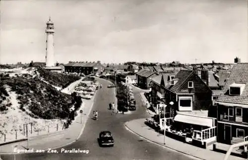 Ak Egmond aan Zee Nordholland Niederlande, Parallelweg, Leuchtturm