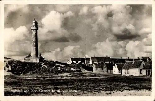 Ak Egmond aan Zee Nordholland Niederlande, Ortsansicht, Leuchtturm