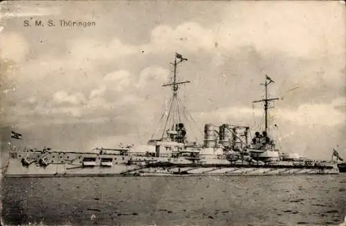 Ak Deutsches Kriegsschiff, SMS Thüringen, Linienschiff, Kaiserliche Marine