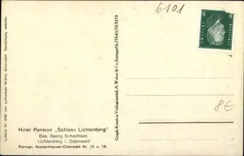 Ak Fischbachtal im Odenwald, Schloss Lichtenberg, Fliegeraufnahme