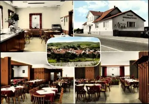 Ak Nieder Kainsbach Brensbach im Odenwald Hessen, Pension Burg Schnellerts, Gastraum, Panorama