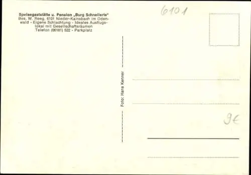 Ak Nieder Kainsbach Brensbach im Odenwald Hessen, Pension Burg Schnellerts, Gastraum, Panorama