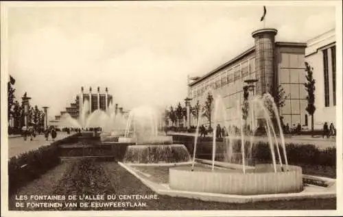 Ak Brüssel, Weltausstellung 1935, Brunnen