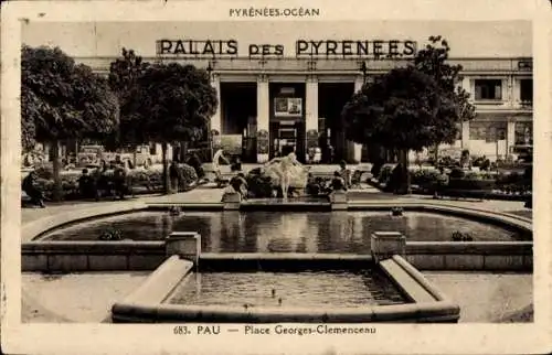Ak Pau Pyrénées-Atlantiques, Place Georges-Clemenceau