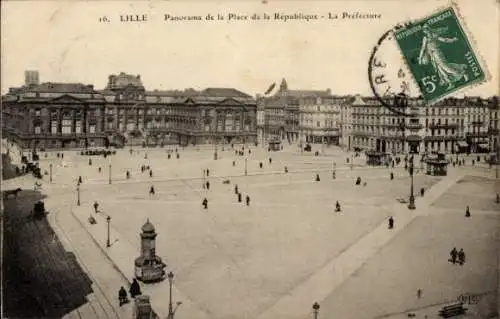 Ak Lille Nord, Panorama de la Place de la Republique, La Prefecture