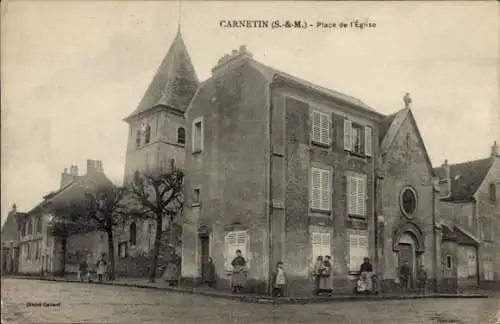 Ak Carnetin Seine et Marne, Place de l'Eglise