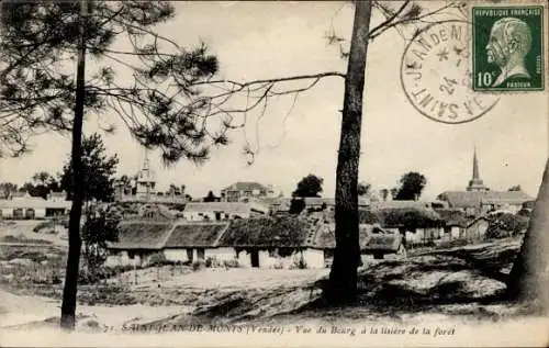 Ak Saint Jean de Monts Vendée, Vue du Bourg a la lisiere de la foret